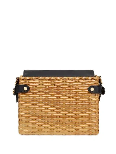 Shop Fendi Ff Mini Rattan Bag In Neutrals