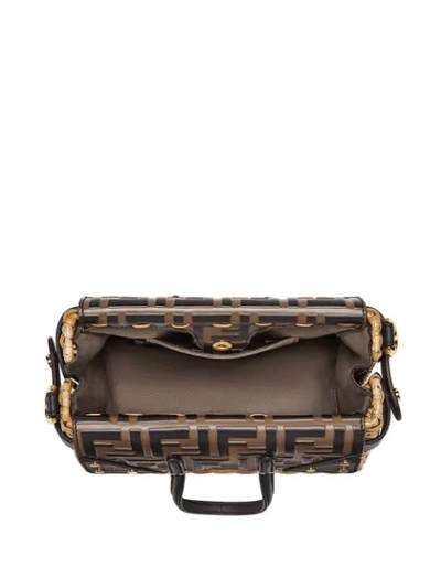 Shop Fendi Ff Mini Rattan Bag In Neutrals