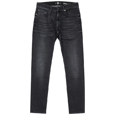Shop 7 For All Mankind Slimmy Tapered Slim-leg Jeans In Dark Grey