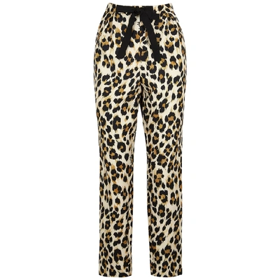 Shop Boutique Moschino Leopard-print Slim-leg Trousers