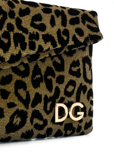 Shop Dolce & Gabbana Dg Girls Leopard Print Clutch In Metallic