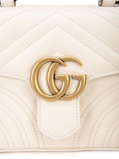 Shop Gucci Gg Marmont Mini Top Handle Bag In White