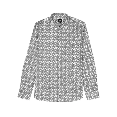 Shop Fendi White Printed Stretch-cotton Shirt