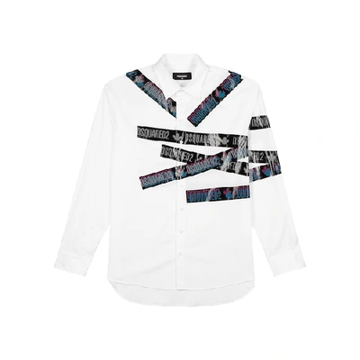 Shop Dsquared2 White Tape-appliquéd Cotton Shirt