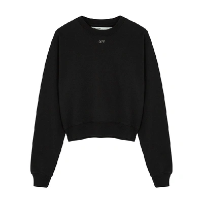 Shop Off-white Black Crystal-embellished Jersey Sweatshirt