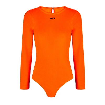 Shop Off-white Orange Stretch-fleece Bodysuit In Orange And Other