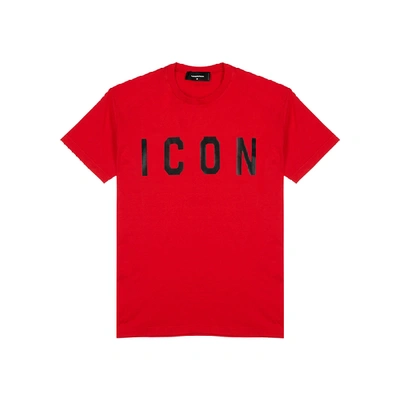 Shop Dsquared2 Red Printed Cotton T-shirt