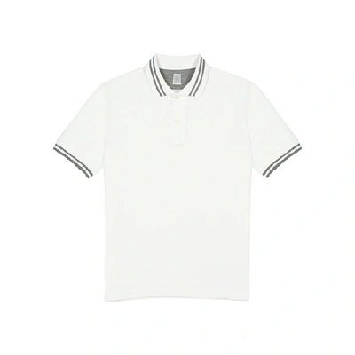 Shop Eleventy White Cotton Polo Shirt