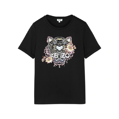 Shop Kenzo Black Printed Cotton T-shirt