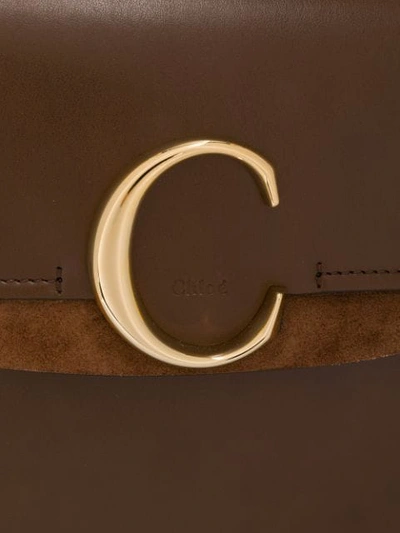 Shop Chloé Logo Plaque Tote Bag In Brown