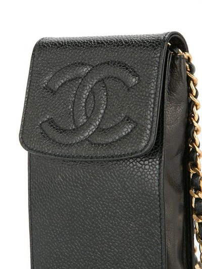 Pre-owned Chanel 1996-1997 Chain Shoulder Bag Phone Case In Black