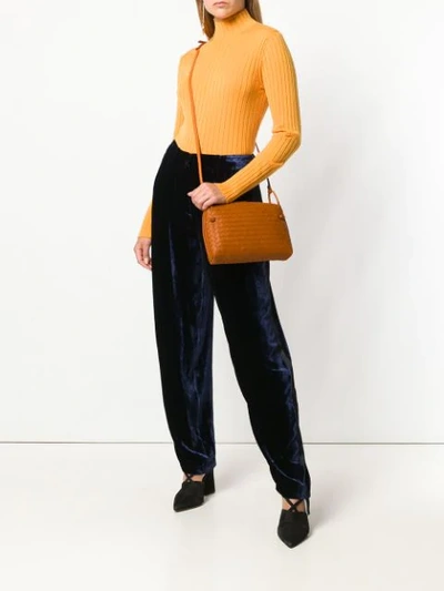 Shop Bottega Veneta Intrecciato Weave Shoulder Bag In Yellow