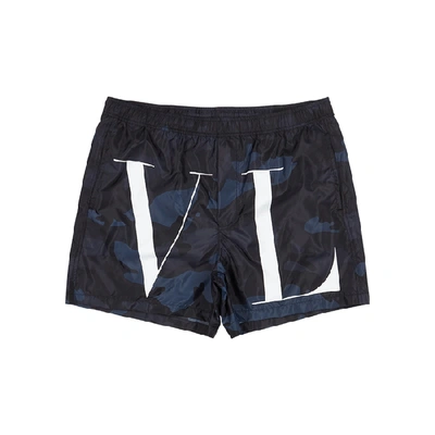 Shop Valentino Vltn Camouflage Swim Shorts