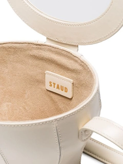 Shop Staud Cream Alice Leather Vanity Case Bag In Neutrals