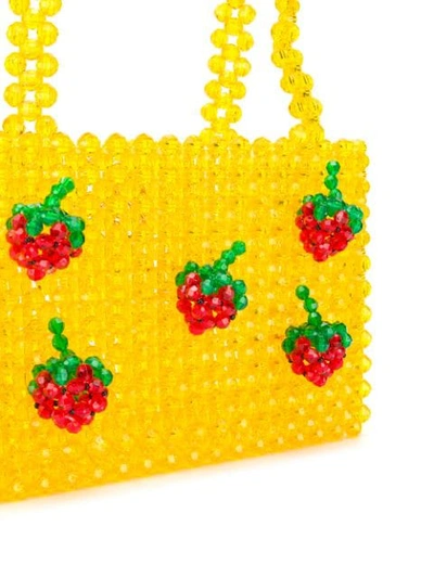 Shop Susan Alexandra Strawberry Beaded Bag In Yellow