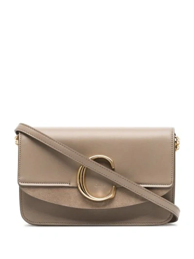 Shop Chloé C Ring Shoulder Bag In Neutrals