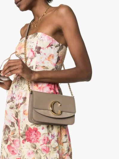 Shop Chloé C Ring Shoulder Bag In Neutrals