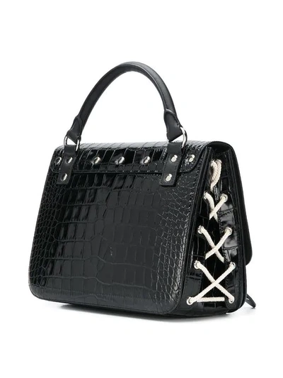 Shop Jw Anderson Crocodile Effect Large Disc Satchel In Black