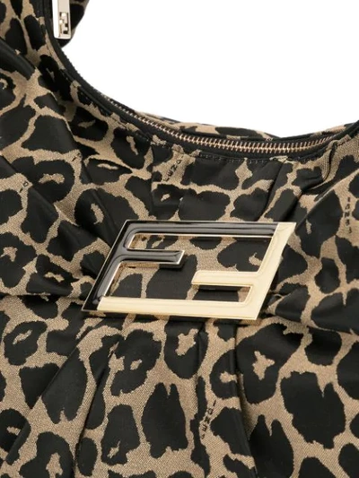 Pre-owned Fendi Leopard Print Small Hobo Bag In Brown