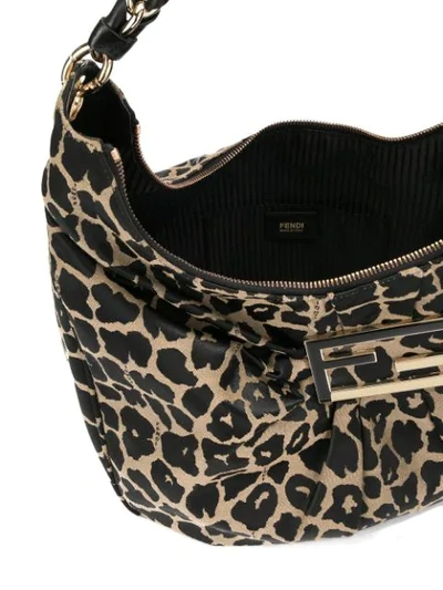 Pre-owned Fendi Leopard Print Small Hobo Bag In Brown