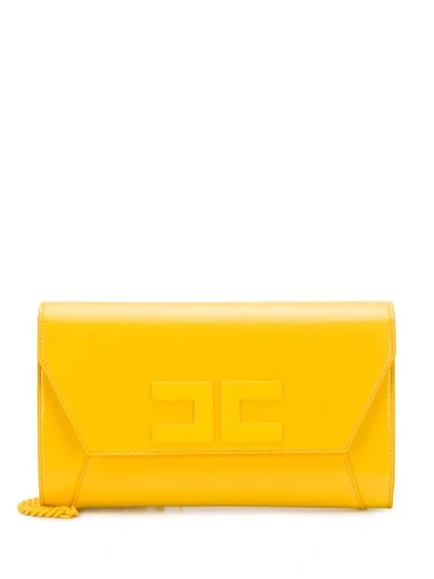 Shop Elisabetta Franchi Logo Envelope Clutch - Yellow