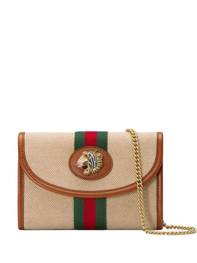Shop Gucci Rajah Mini Bag In Brown