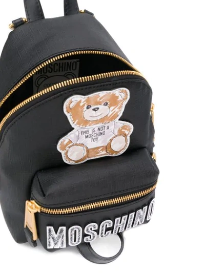 Shop Moschino Teddy Bear Patch Backpack In Black