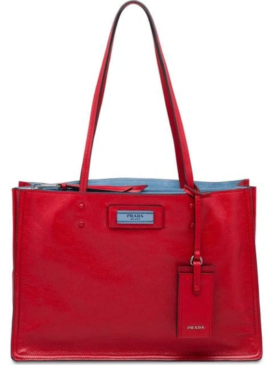 Shop Prada Etiquette Tote Bag In Red