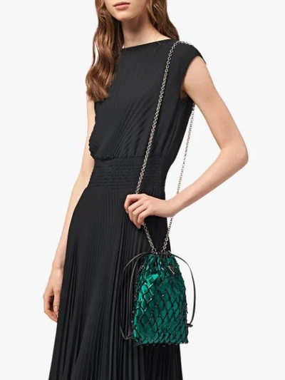 Shop Prada Mesh Drawstring Bag In Black