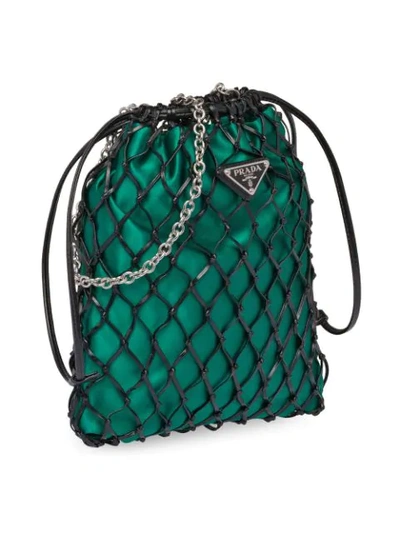 Shop Prada Mesh Drawstring Bag In Black