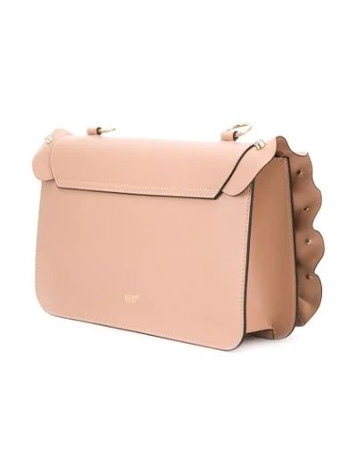 Shop Red Valentino Red(v) Ruffle Trim Embellished Bag In Neutrals