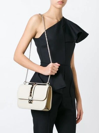 Shop Valentino Garavani 'glam Lock' Shoulder Bag In White