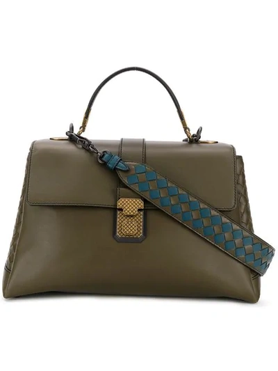 Shop Bottega Veneta Woven Detail Tote In Green