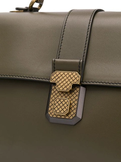 Shop Bottega Veneta Woven Detail Tote In Green