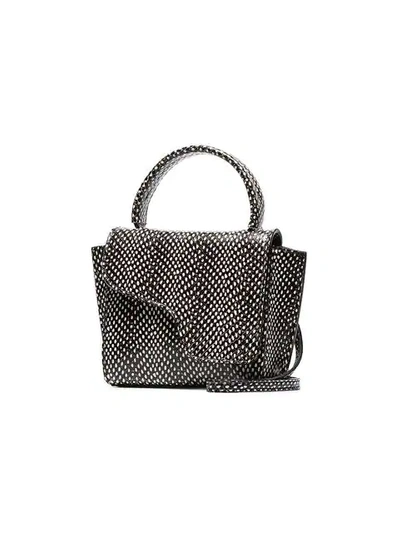 Shop Atp Atelier Black And White Montalcino Dot Snake Print Leather Crossbody Bag