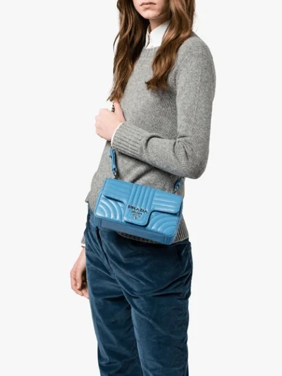 Shop Prada Diagramme Shoulder Bag In Blue