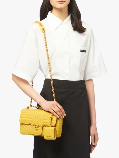 Shop Prada Diagramme Medium Shoulder Bag In Yellow