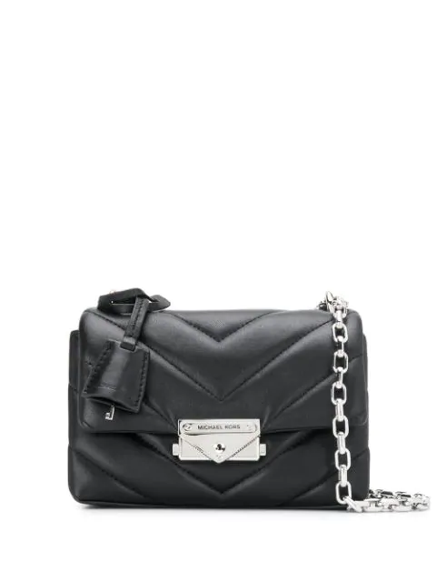 michael kors black bag with silver chain