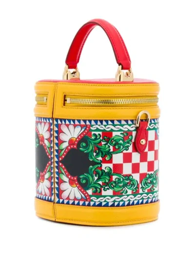 Shop Dolce & Gabbana Sicilian Carretto Bucket Tote In Red