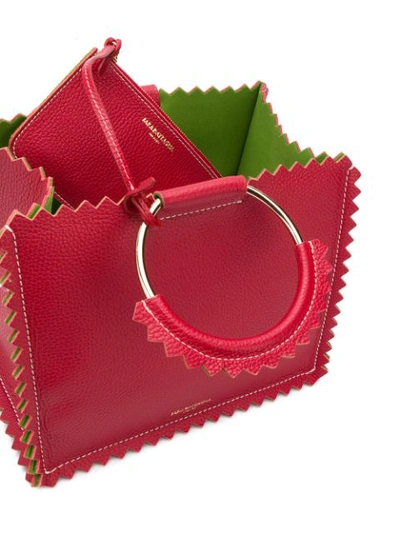 Shop Sara Battaglia Zigzag Trimmed Tote Bag In Red