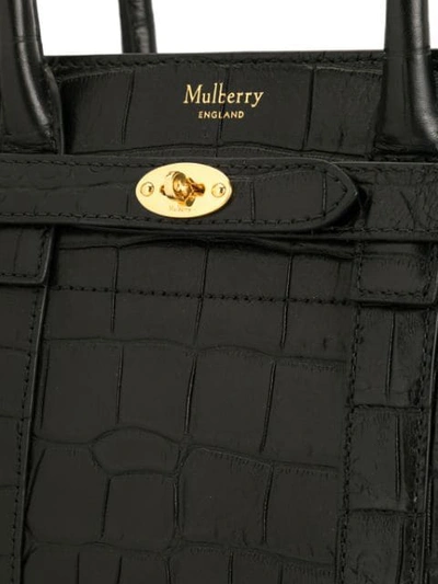 Shop Mulberry Mini Zip Bayswater Tote In Black