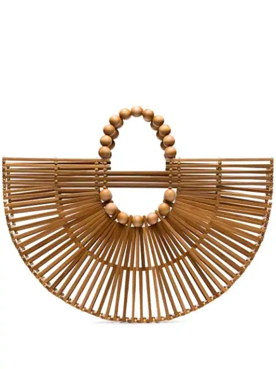 Shop Cult Gaia X Adriana Degreas Wooden Fan Tote Bag In Neutrals