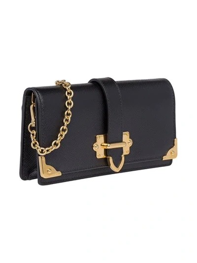 Shop Prada Saffiano Clutch Bag In Black