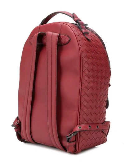 Shop Bottega Veneta Intrecciato Backpack In Red