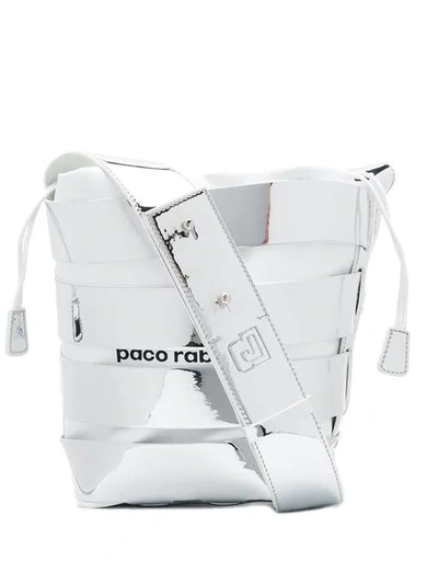 Shop Paco Rabanne Strappy Bucket Bag In Silver