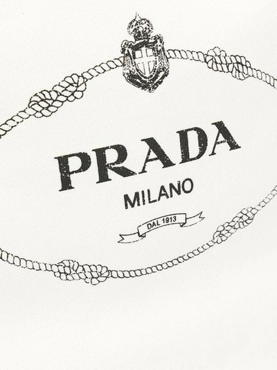 Shop Prada Large Logo Print Tote In White