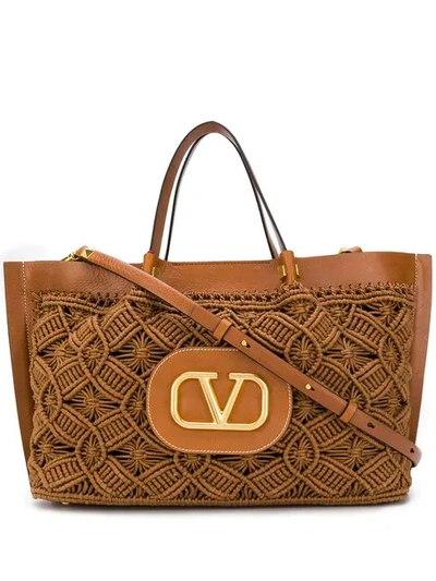 Shop Valentino Garavani Vlogo Tote Bag In 0mu Tan/tan/tan