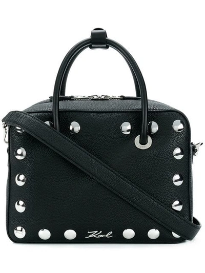 Shop Karl Lagerfeld Snaps Bowling Tote Bag In Black