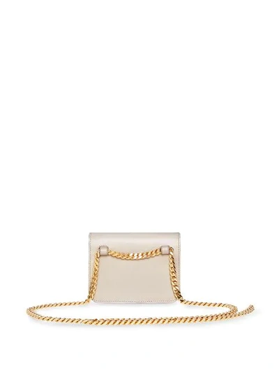 Shop Burberry Leather Belted Tb Bag In White