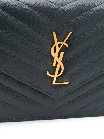 Shop Saint Laurent Monogram Crossbody Bag In Grey